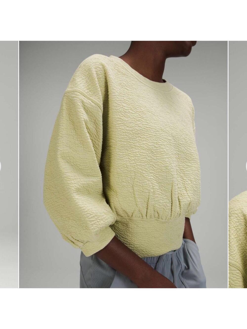 Lululemon Textured Crewneck Pullover Dew Green size 2 cottagecore athleisure